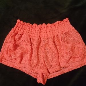 OP cover up shorts. Mesh/ see through. Hot pink, Juniors XL